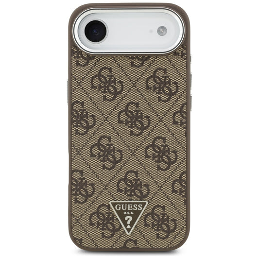 Husa MagSafe pentru Apple iPhone 17 Air, Guess, 4G Triangle Logo, Maro Argintie