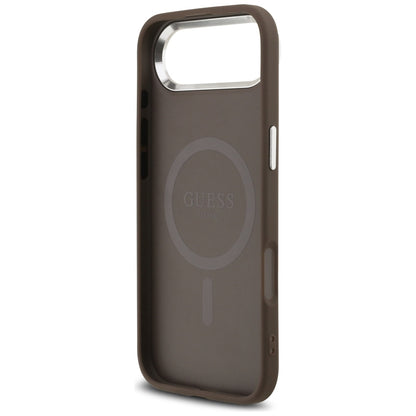 Husa MagSafe pentru Apple iPhone 17 Air, Guess, 4G Triangle Logo, Maro Argintie