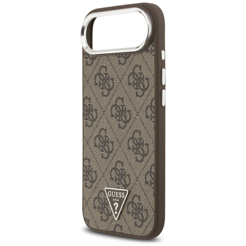 Husa MagSafe pentru Apple iPhone 17 Air, Guess, 4G Triangle Logo, Maro Argintie