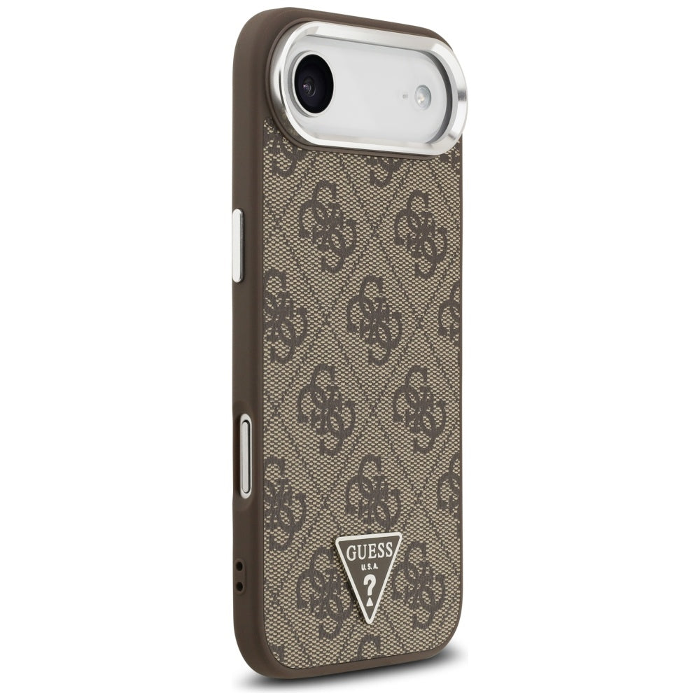 Husa MagSafe pentru Apple iPhone 17 Air, Guess, 4G Triangle Logo, Maro Argintie