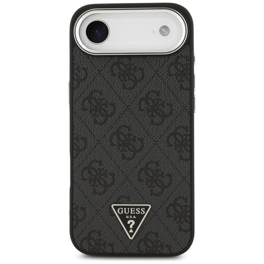 Husa MagSafe pentru Apple iPhone 17 Air, Guess, 4G Triangle Logo, Neagra Argintie