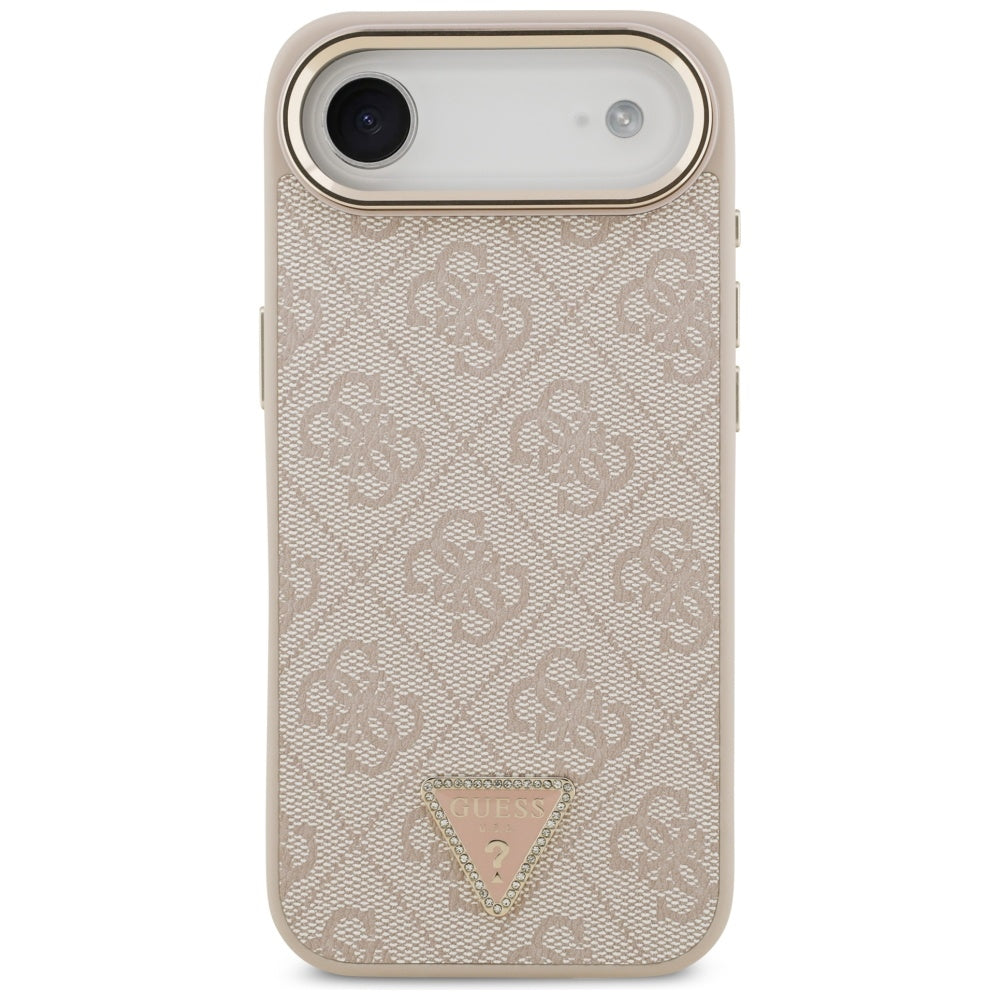 Husa MagSafe pentru Apple iPhone 17 Air, Guess, 4G Triangle Logo, Roz Aurie