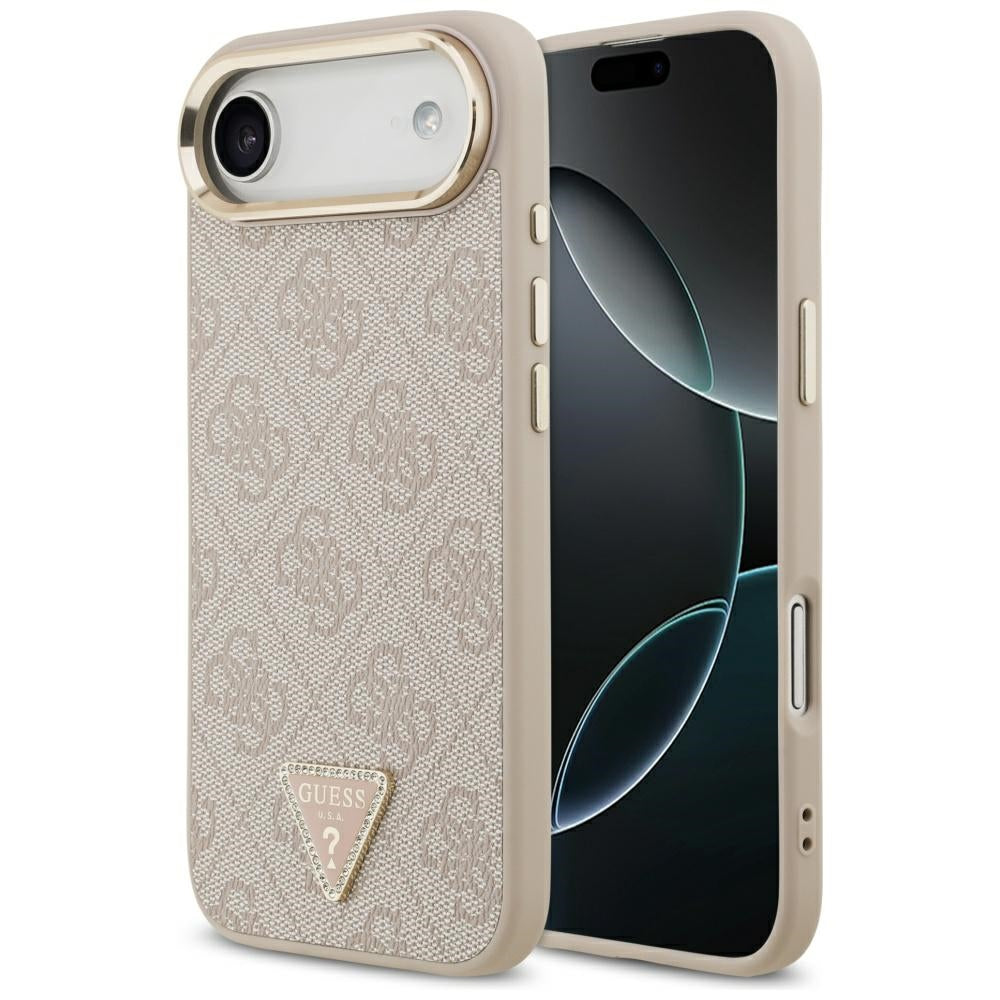 Husa MagSafe pentru Apple iPhone 17 Air, Guess, 4G Triangle Logo, Roz Aurie