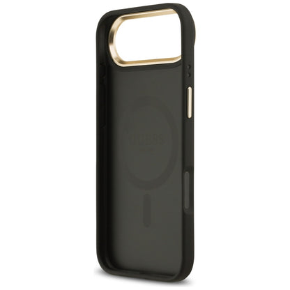 Husa MagSafe pentru Apple iPhone 17 Air, Guess, Grained Strass Logo, Neagra