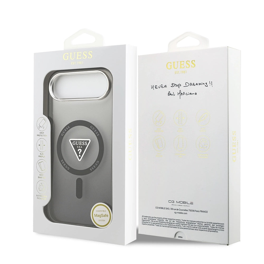 Husa MagSafe pentru Apple iPhone 17 Air, Guess, IML Gradient Triangle Logo, Neagra