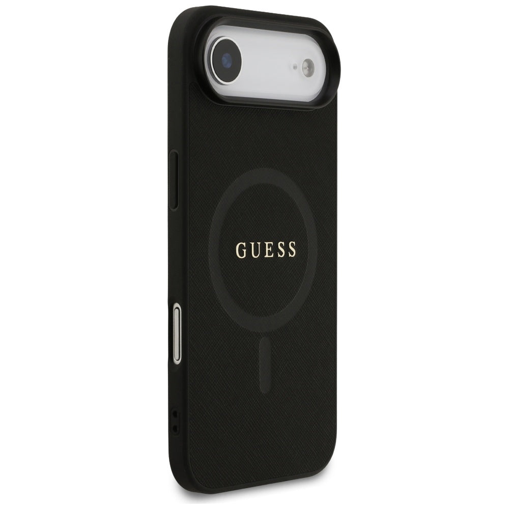Husa MagSafe pentru Apple iPhone 17 Air, Guess, Saffiano Classic Logo, Neagra