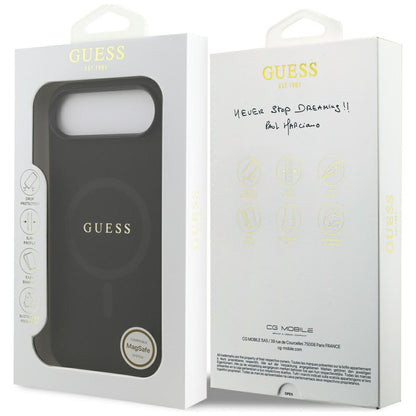 Husa MagSafe pentru Apple iPhone 17 Air, Guess, Saffiano Classic Logo, Neagra
