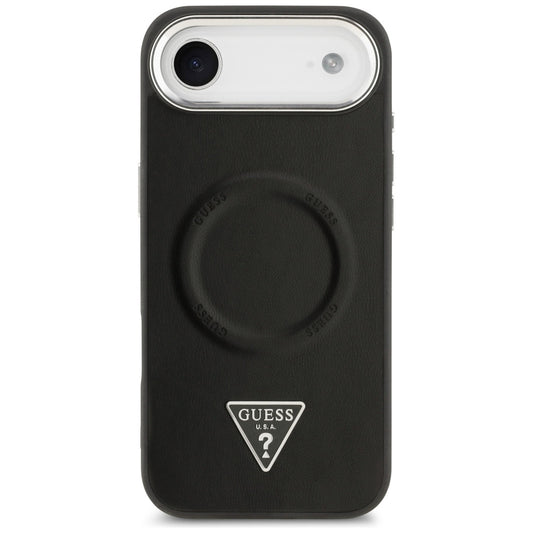 Husa MagSafe pentru Apple iPhone 17 Air, Guess, Triangle Logo, Neagra Argintie
