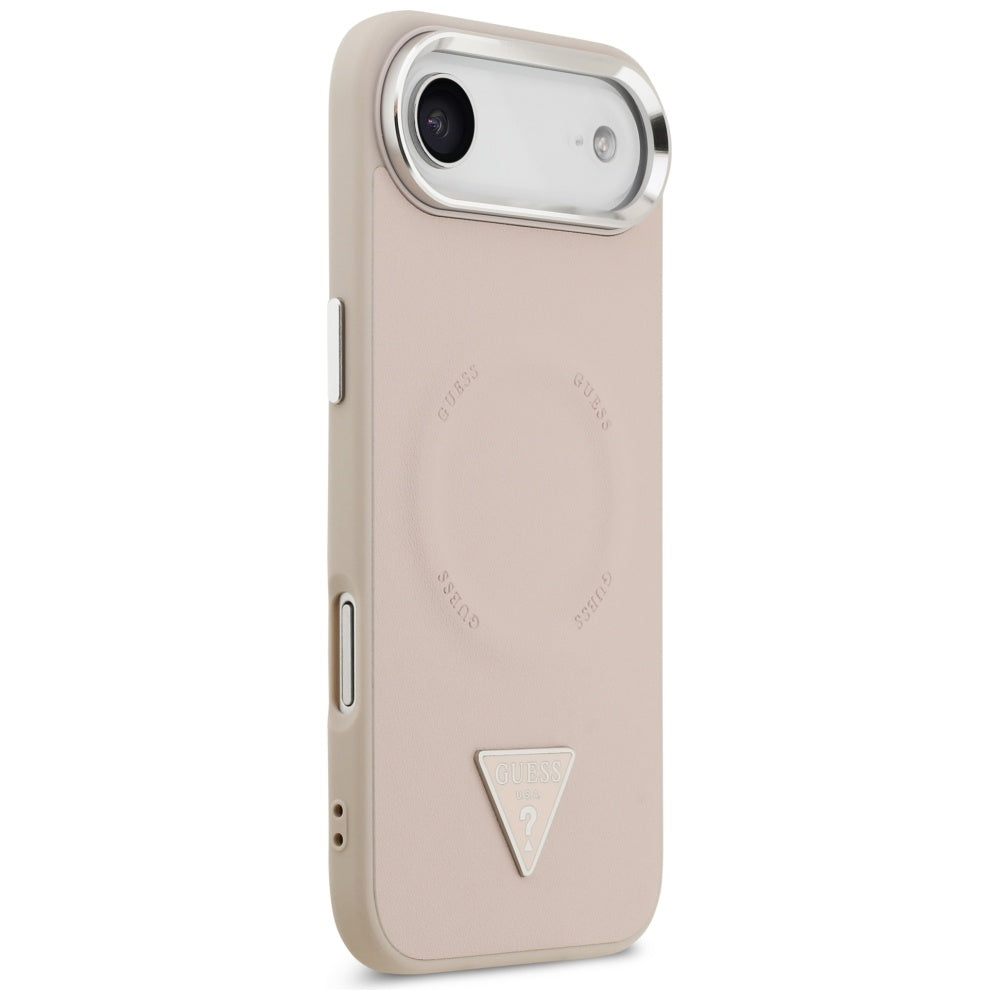 Husa MagSafe pentru Apple iPhone 17 Air, Guess, Triangle Logo, Roz Argintie
