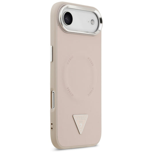 Husa MagSafe pentru Apple iPhone 17 Air, Guess, Triangle Logo, Roz Argintie
