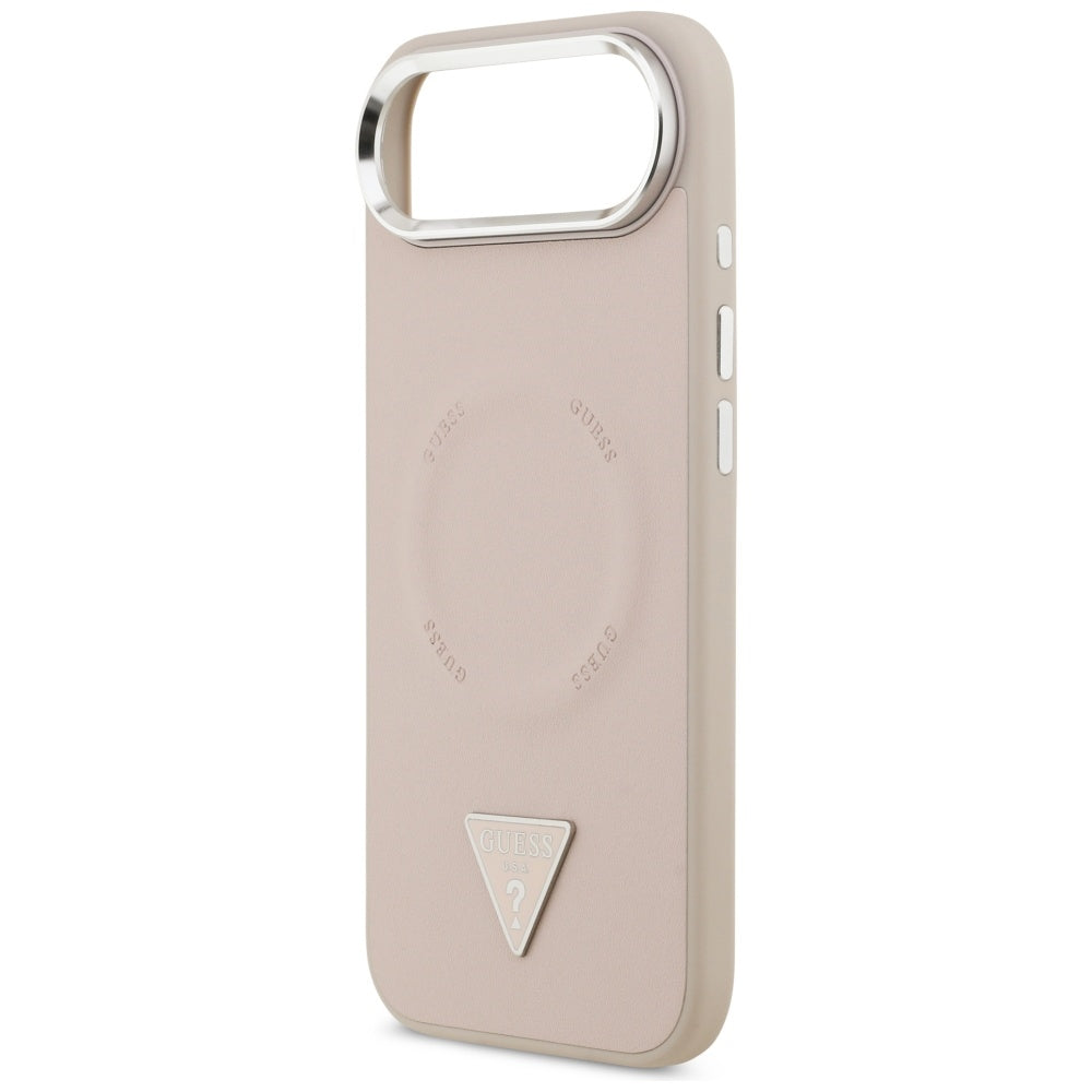 Husa MagSafe pentru Apple iPhone 17 Air, Guess, Triangle Logo, Roz Argintie
