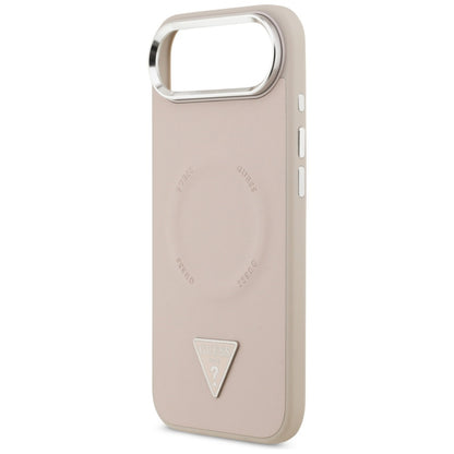 Husa MagSafe pentru Apple iPhone 17 Air, Guess, Triangle Logo, Roz Argintie