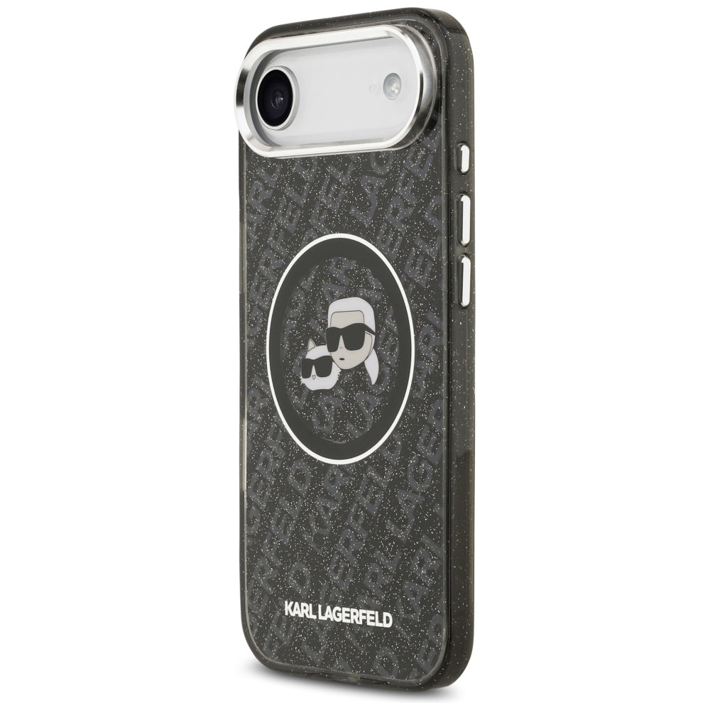 Husa MagSafe pentru Apple iPhone 17 Air, Karl Lagerfeld, IML Glitter Karl & Choupette`s Heads, Neagra