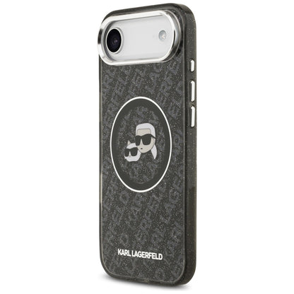 Husa MagSafe pentru Apple iPhone 17 Air, Karl Lagerfeld, IML Glitter Karl & Choupette`s Heads, Neagra