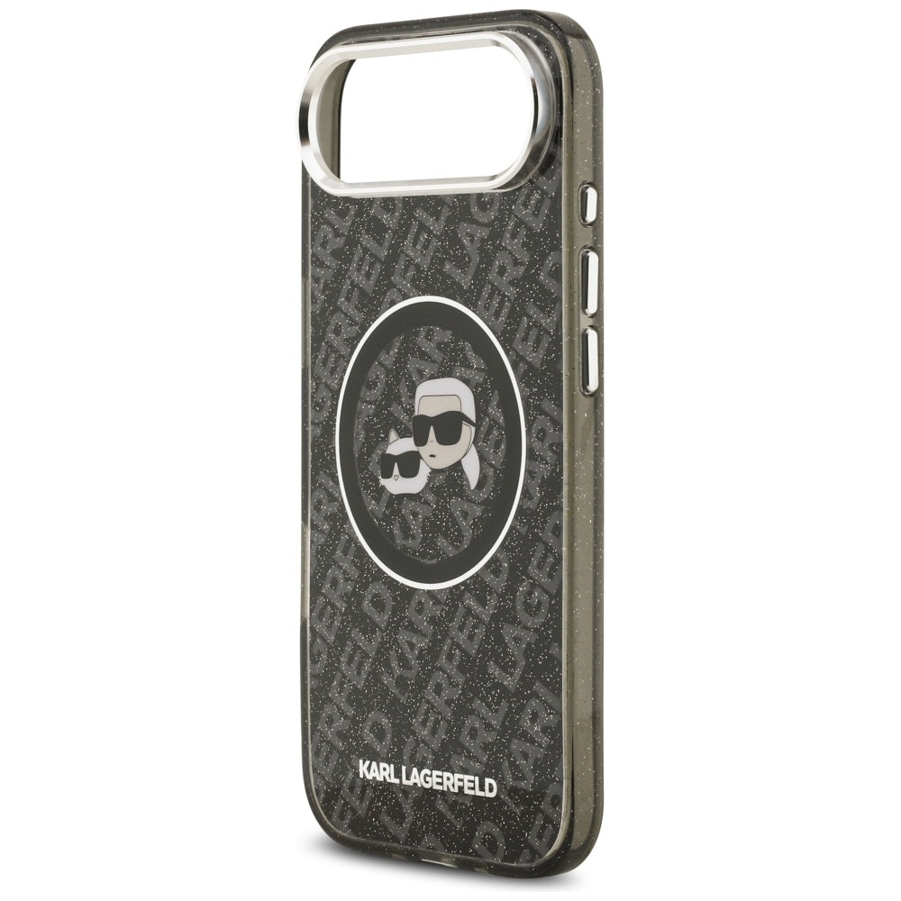 Husa MagSafe pentru Apple iPhone 17 Air, Karl Lagerfeld, IML Glitter Karl & Choupette`s Heads, Neagra