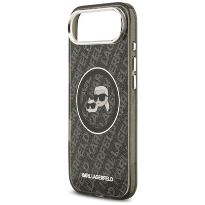 Husa MagSafe pentru Apple iPhone 17 Air, Karl Lagerfeld, IML Glitter Karl & Choupette`s Heads, Neagra