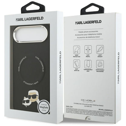 Husa MagSafe pentru Apple iPhone 17 Air, Karl Lagerfeld, Karl & Choupette Pins, Neagra