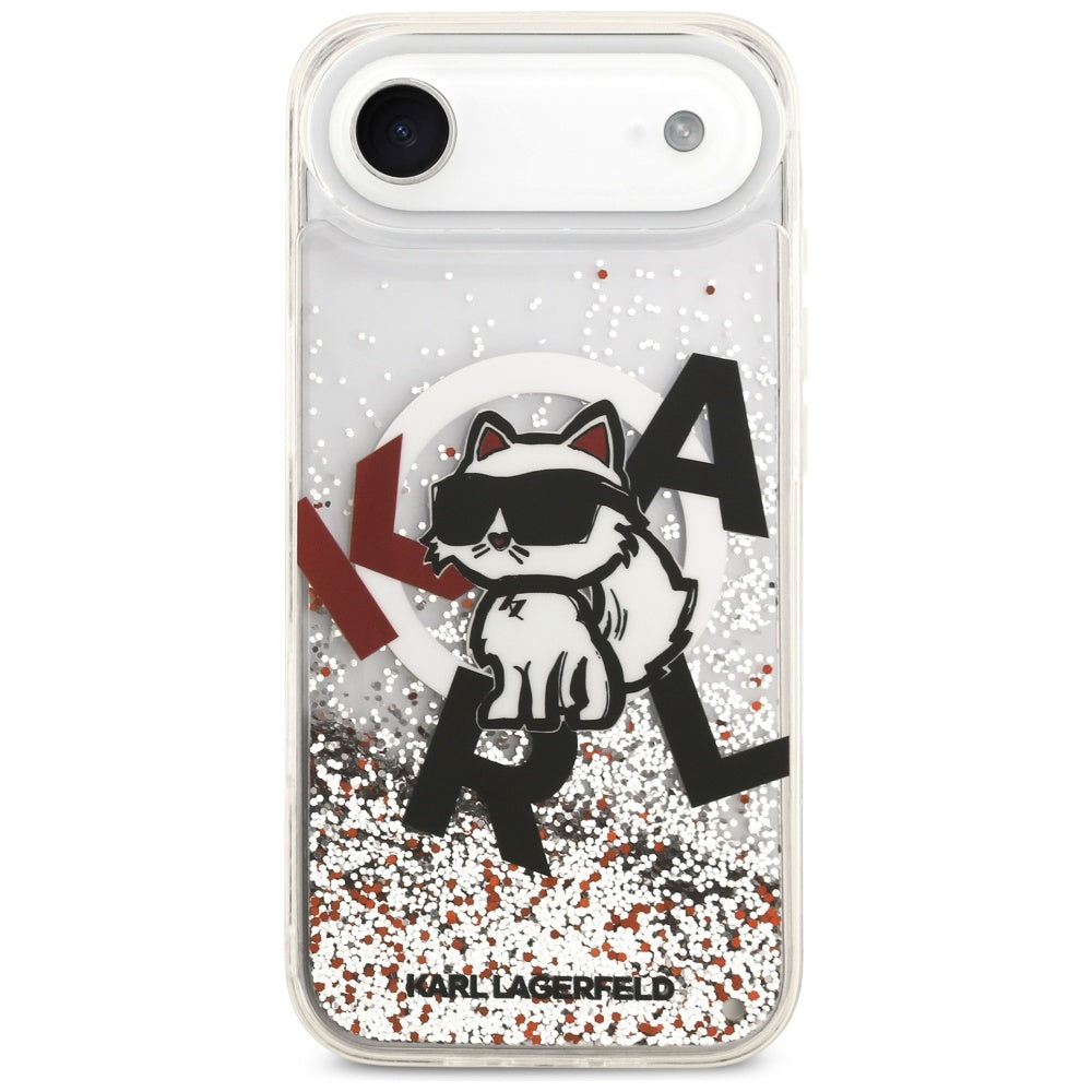 Husa MagSafe pentru Apple iPhone 17 Air, Karl Lagerfeld, Liquid Glitter Choupette Logo, Transparenta
