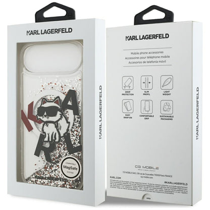Husa MagSafe pentru Apple iPhone 17 Air, Karl Lagerfeld, Liquid Glitter Choupette Logo, Transparenta