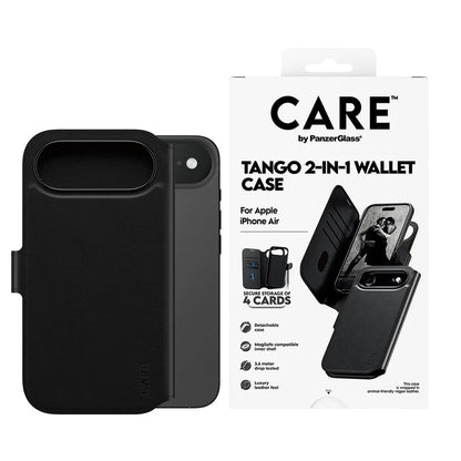 Husa MagSafe pentru Apple iPhone 17 Air, PanzerGlass, Care Feature Tango Two-in-One, Neagra