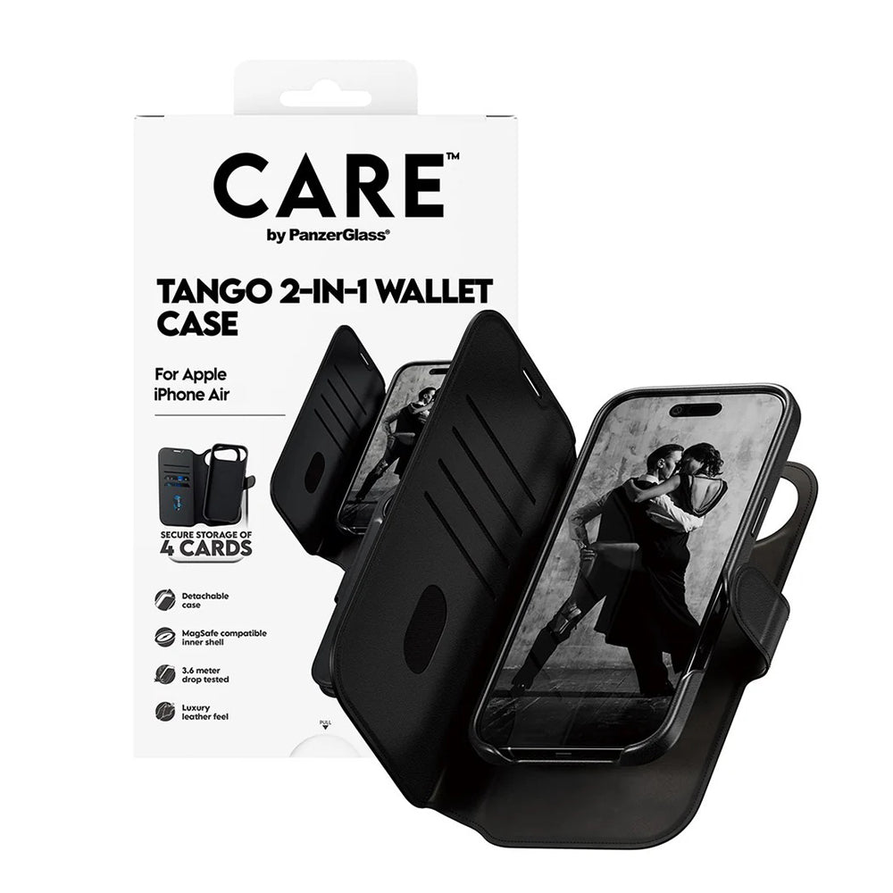 Husa MagSafe pentru Apple iPhone 17 Air, PanzerGlass, Care Feature Tango Two-in-One, Neagra