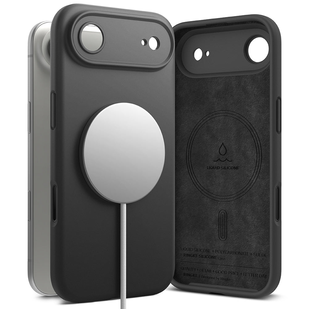 Husa MagSafe pentru Apple iPhone 17 Air, Ringke, Silicone, Neagra