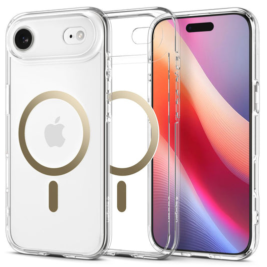 Husa MagSafe pentru Apple iPhone 17 Air, Spigen, Ultra Hybrid, Aurie Transparenta