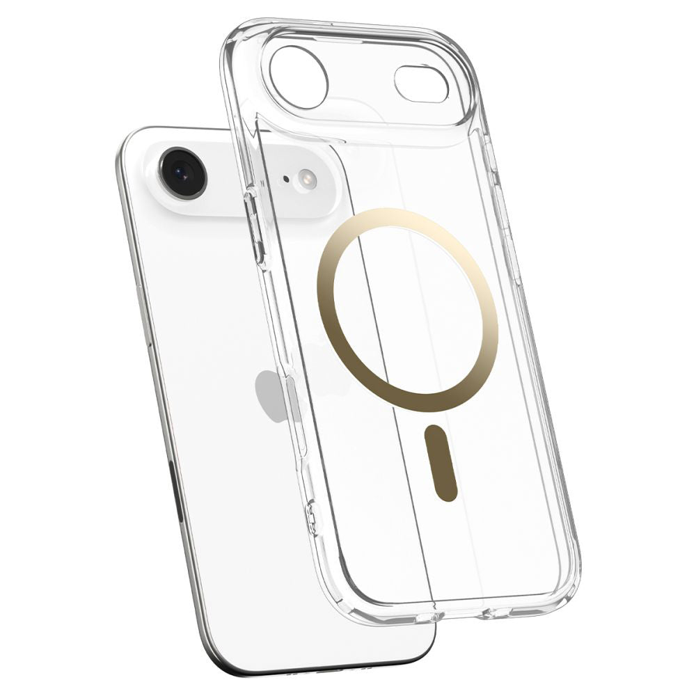 Husa MagSafe pentru Apple iPhone 17 Air, Spigen, Ultra Hybrid, Aurie Transparenta