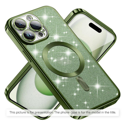 Husa MagSafe pentru Apple iPhone 17 Air, Techsuit, Luxury Glitter, Verde Inchis
