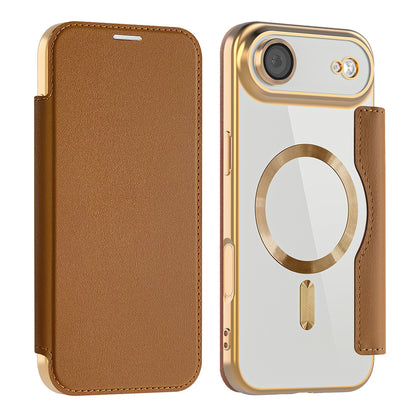 Husa MagSafe pentru Apple iPhone 17 Air, Techsuit, SmartMag Book, Maro
