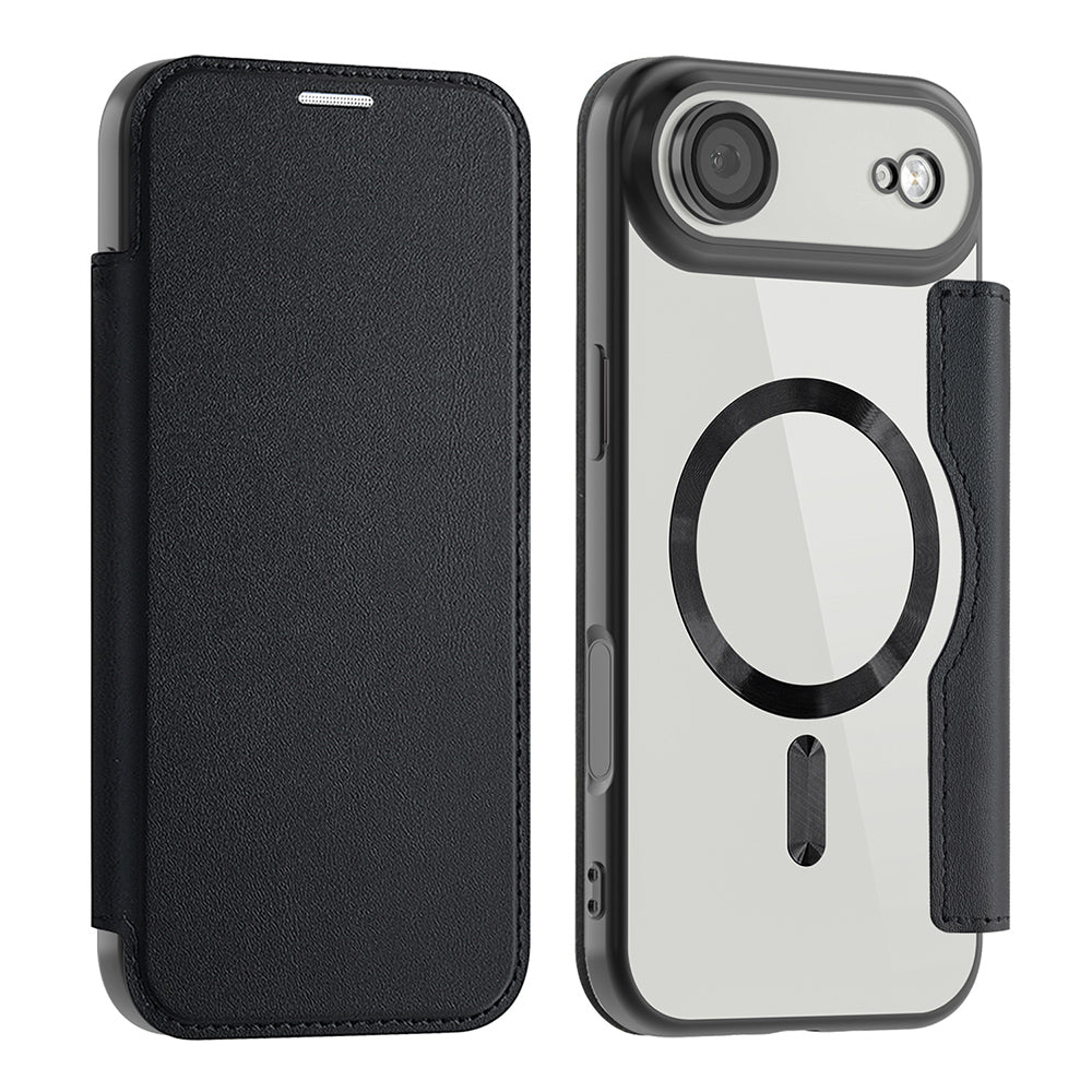 Husa MagSafe pentru Apple iPhone 17 Air, Techsuit, SmartMag Book, Neagra