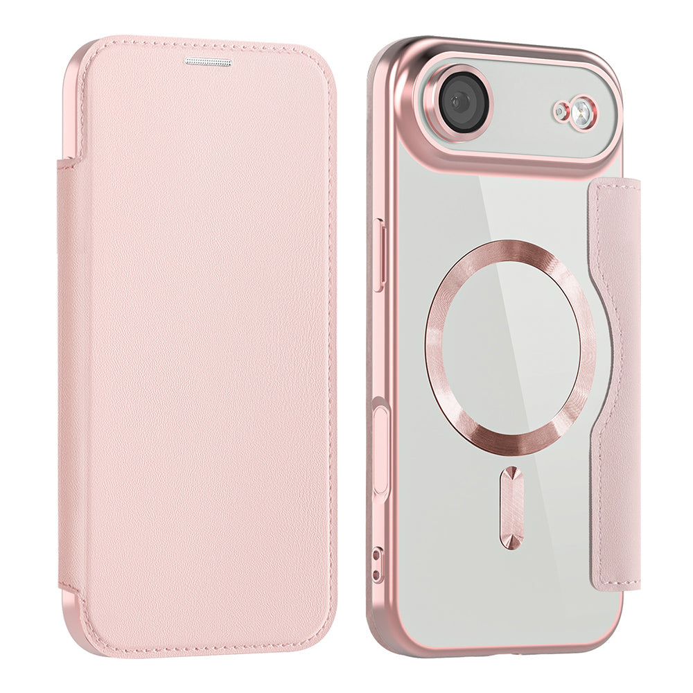 Husa MagSafe pentru Apple iPhone 17 Air, Techsuit, SmartMag Book, Roz