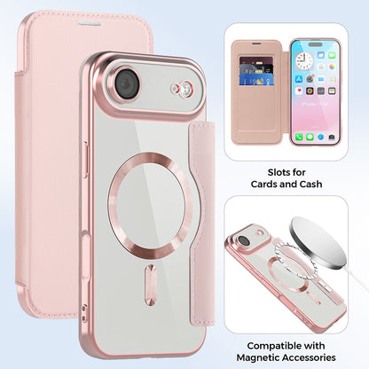 Husa MagSafe pentru Apple iPhone 17 Air, Techsuit, SmartMag Book, Roz