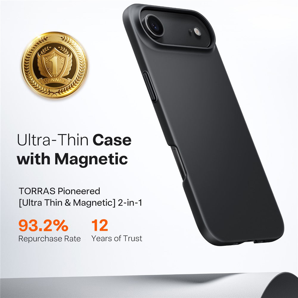 Husa MagSafe pentru Apple iPhone 17 Air, Torras, SlimFit, Neagra