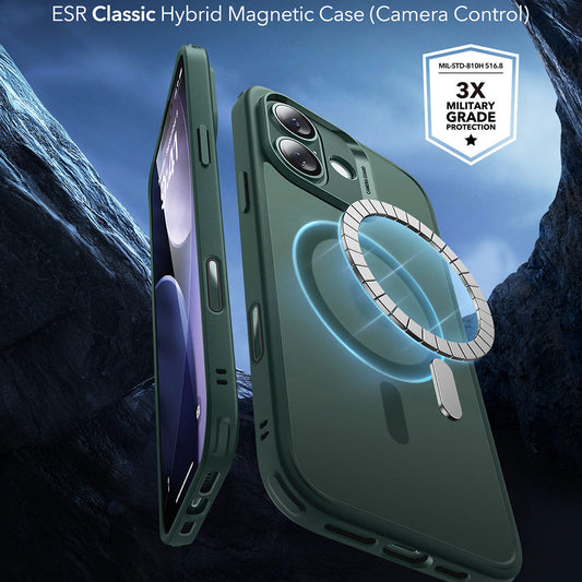 Husa MagSafe pentru Apple iPhone 17, ESR, Classic Hybrid, Verde Satinata