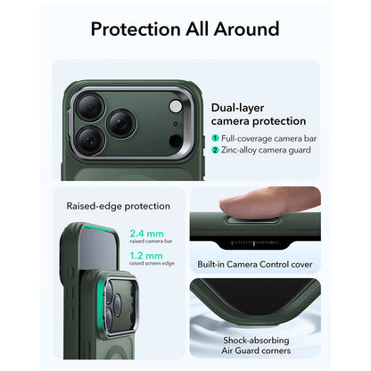 Husa MagSafe pentru Apple iPhone 17, ESR, Classic Hybrid Kickstand, Verde Satinata