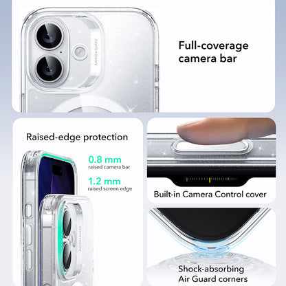Husa MagSafe pentru Apple iPhone 17, ESR, Classic Hybrid Shimmer, Transparenta