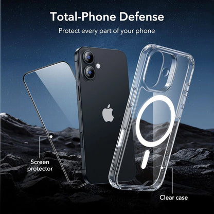 Husa MagSafe pentru Apple iPhone 17, ESR, Classic Hybrid with Screen Protector, Transparenta