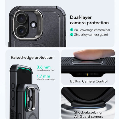 Husa MagSafe pentru Apple iPhone 17, ESR, Cyber Armor Kickstand, Neagra