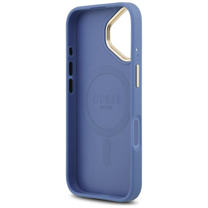 Husa MagSafe pentru Apple iPhone 17, Guess, 4G Classic, Albastra