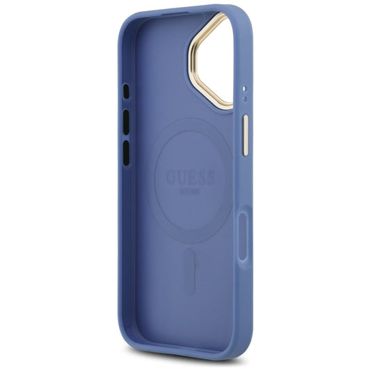 Husa MagSafe pentru Apple iPhone 17, Guess, 4G Classic, Albastra