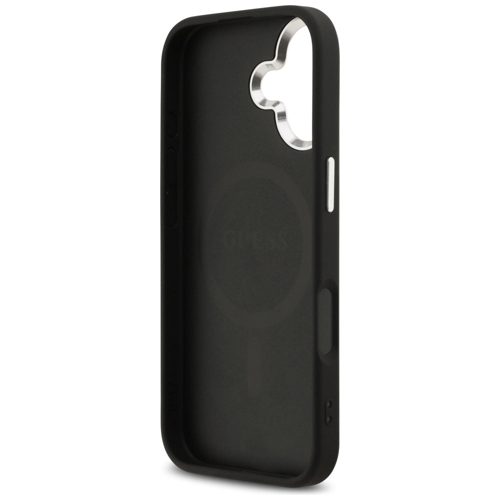Husa MagSafe pentru Apple iPhone 17, Guess, 4G Classic Logo, Neagra