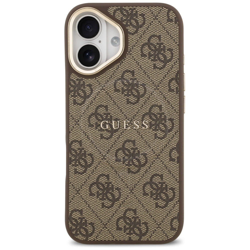 Husa MagSafe pentru Apple iPhone 17, Guess, 4G Classic, Maro