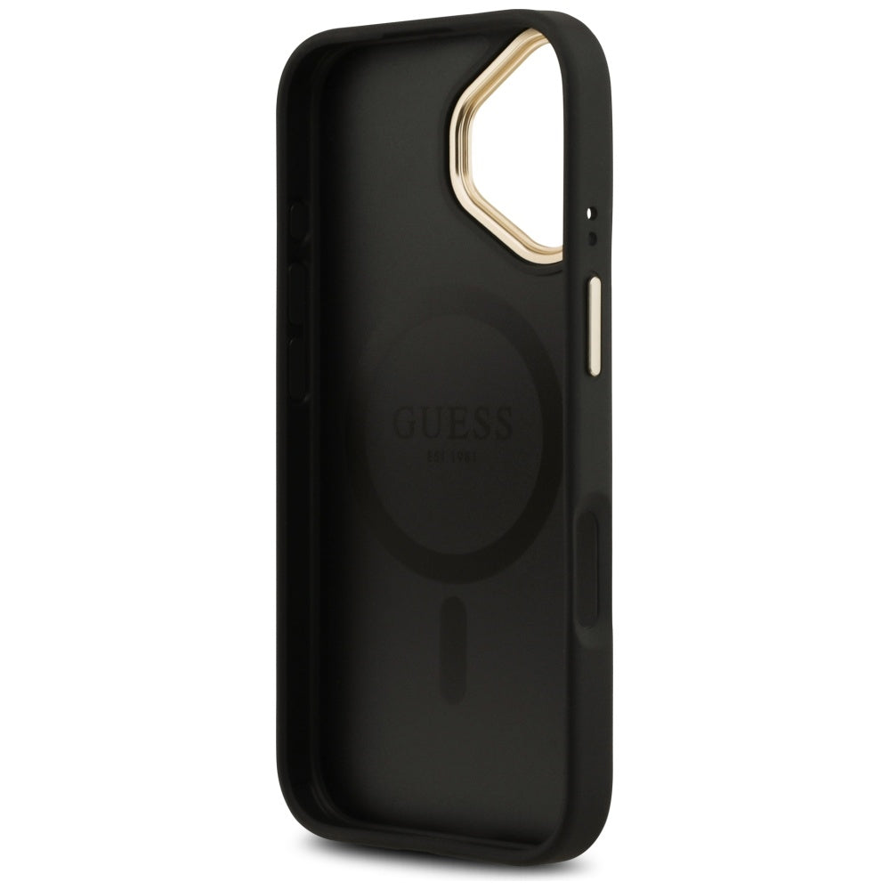Husa MagSafe pentru Apple iPhone 17, Guess, 4G Classic, Neagra