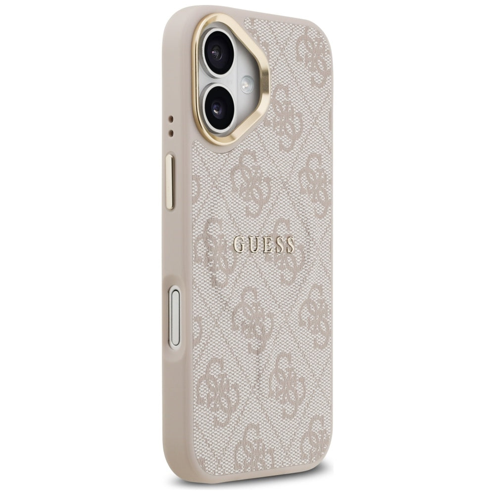 Husa MagSafe pentru Apple iPhone 17, Guess, 4G Classic, Roz
