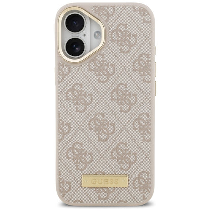 Husa MagSafe pentru Apple iPhone 17, Guess, 4G Logo Plate, Roz