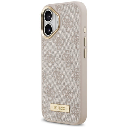 Husa MagSafe pentru Apple iPhone 17, Guess, 4G Logo Plate, Roz
