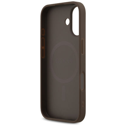 Husa MagSafe pentru Apple iPhone 17, Guess, 4G Printed Stripes, Maro