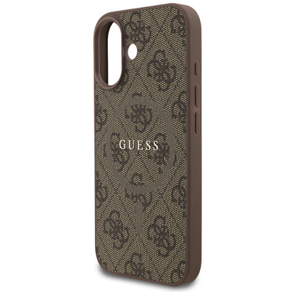 Husa MagSafe pentru Apple iPhone 17, Guess, 4G Ring Classic Logo, Maro