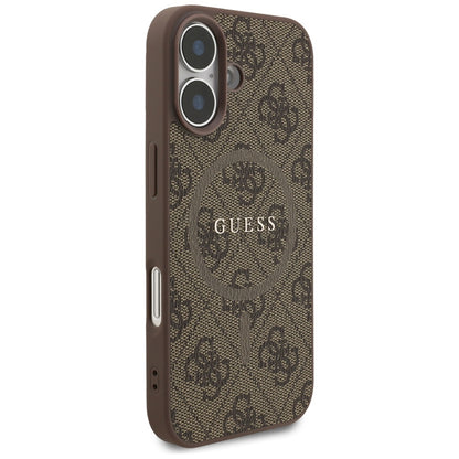 Husa MagSafe pentru Apple iPhone 17, Guess, 4G Ring Classic Logo, Maro
